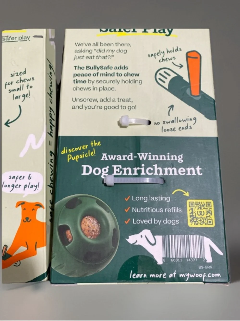 Woof BullySafe 2pk Bully Stick Treat Chew Holder Tough Non Toxic For Dogs 6.5” - Picture 3 of 6